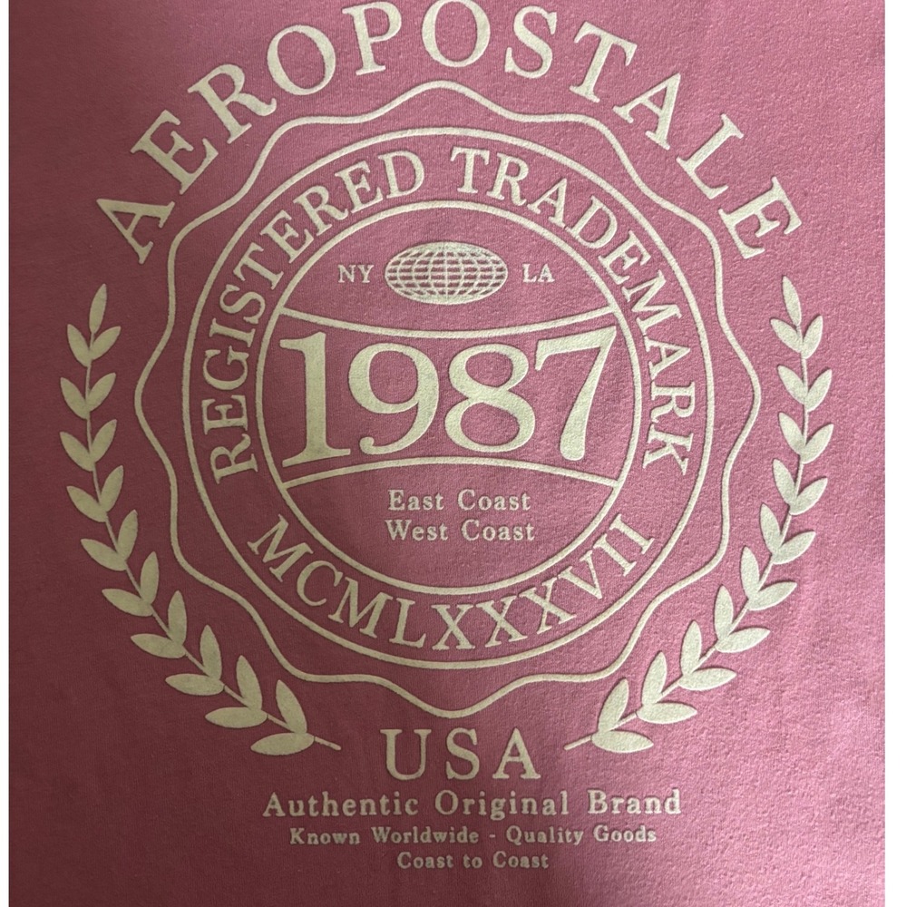 Aeropostale USA Graphic T-Shirt Women XL Pink 1987 Crest NWOT